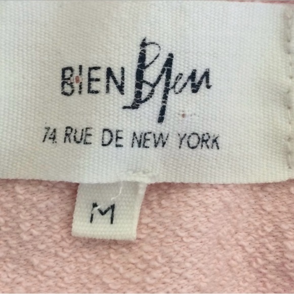 Bien Bleu Sweatshirt Womens Pink Paris Spellout Crewneck Medium Champs Elysees - Picture 2 of 3